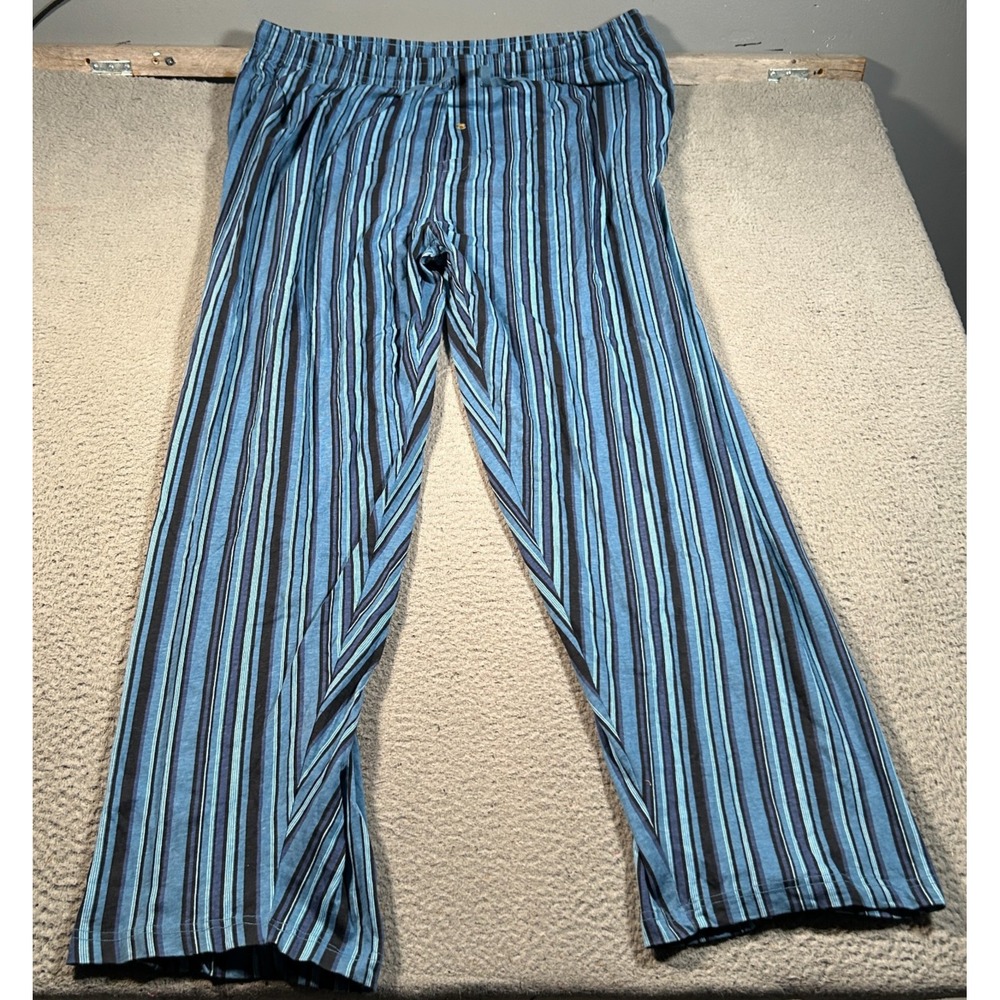 Harbor Bay Pajama Pants Mens 3XLT‎ Blue Striped Sleepwear High Rise Drawstring